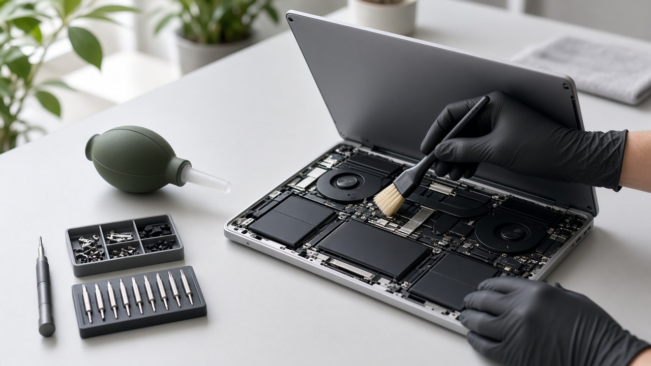 Careful cleaning of internal computer components